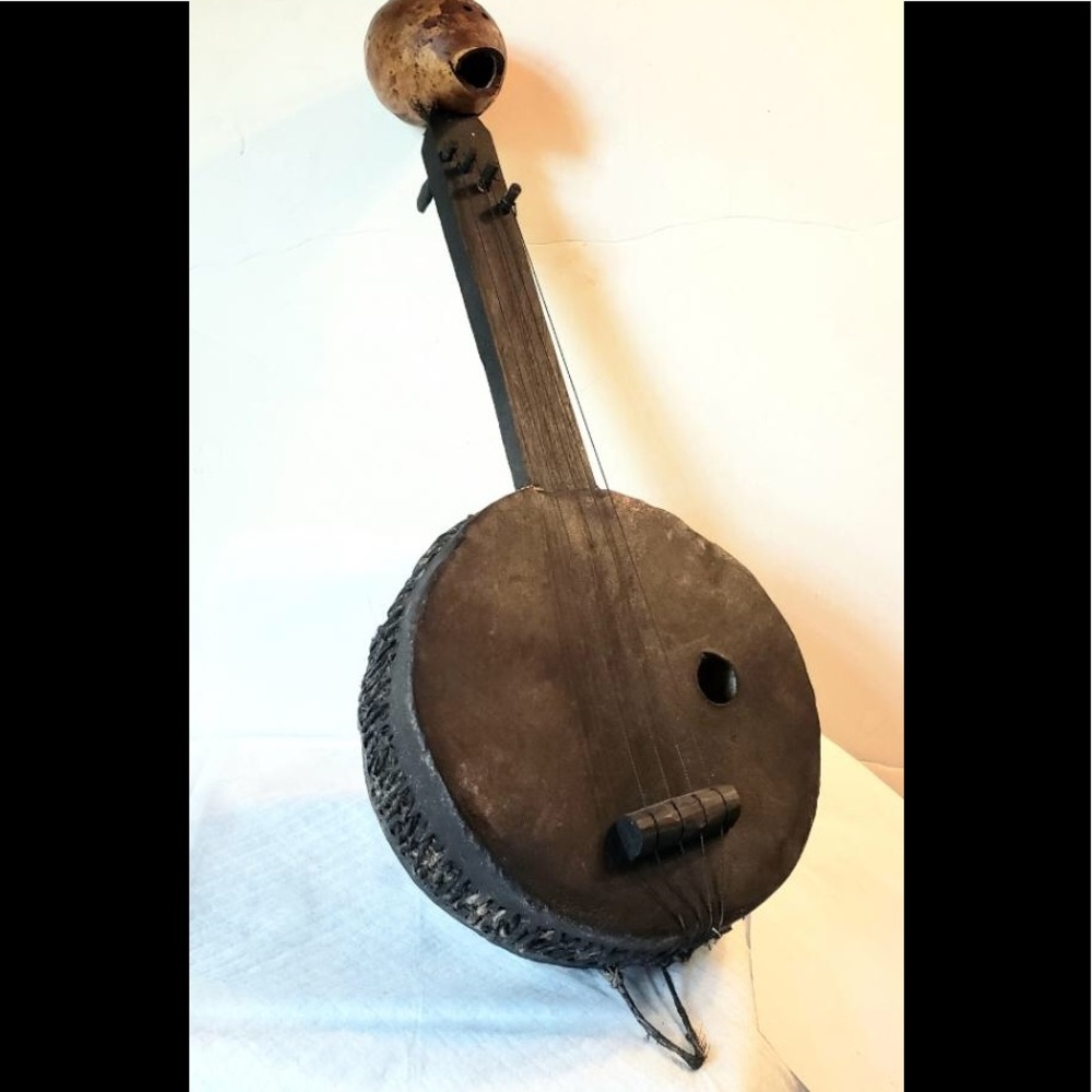 COPY - Kenyan leather and wood harp mask harp